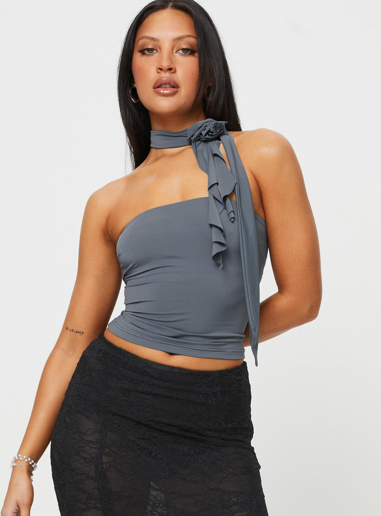 product Princess Polly Sleeveless Asymmetric Neckline  Sunita Top Slate