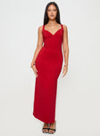 front view of model wearing Princess Polly Wandella Maxi Dress Red Plunger 