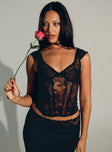 product Princess Polly Sleeveless High Neck  Some Like It Hot Lace Corset Onyx