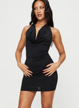 product Princess Polly Asymmetric Neckline  Karima Halter Mini Dress Black