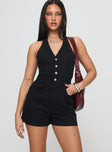 Jayalen Halter Romper Black