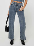 product Princess Polly High Waisted  Brunell Asymmetrical Waistband Jeans Mid Wash