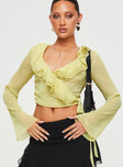 product Princess Polly Full Sleeves Square Neck  She's Mine Frill Wrap Top Yellow