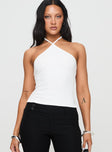 Baseline Halter Rib Top White