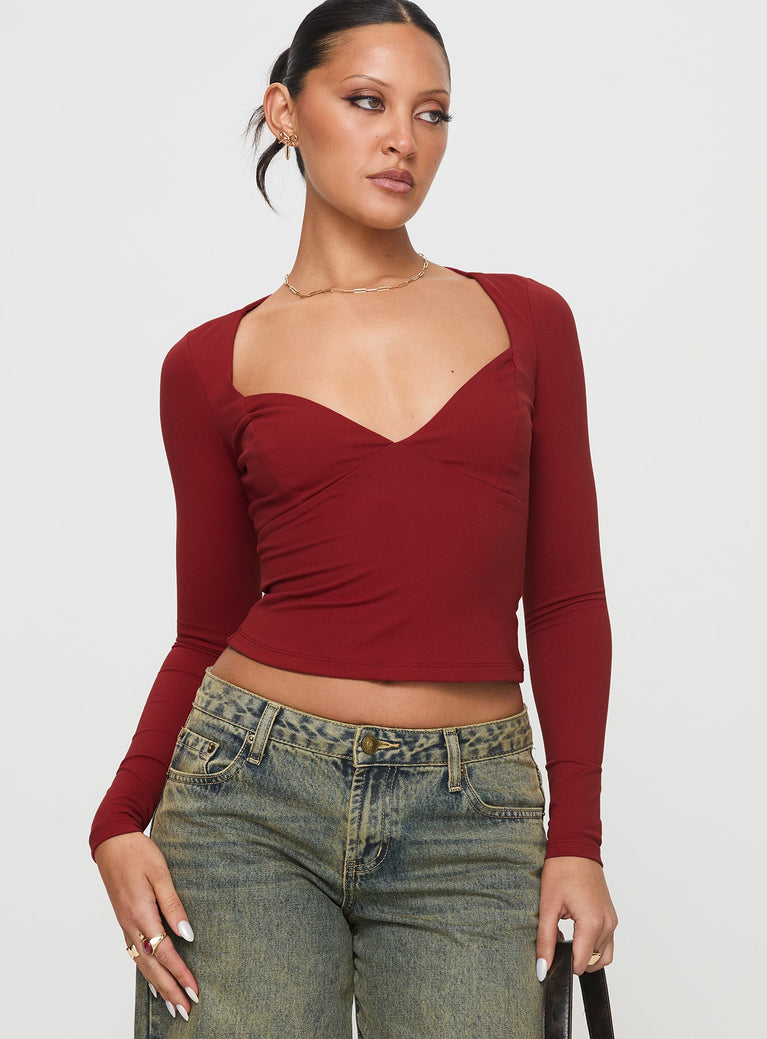 Tonya Long Sleeve Top Red