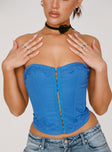 product Princess Polly Sleeveless Asymmetric Neckline  Yamie Bustier Top Blue