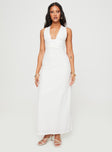 front view of model wearing Princess Polly Alsace Maxi Dress White Plunger 