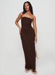 product Princess Polly Straight Neck  Bellaire Strapless Maxi Dress Brown