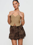   front view of model wearing Princess Polly Luned Mini Skirt Leopard Mini Skirts 