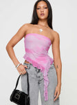 front view of model wearing Princess Polly Travessa Asymmetric Tube Top Pink Sleeveless straight 