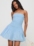 La Pelosa Strapless Mini Dress Blue