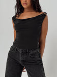 Quincey Cowl Neck Top Black Sleeveless Cowl 