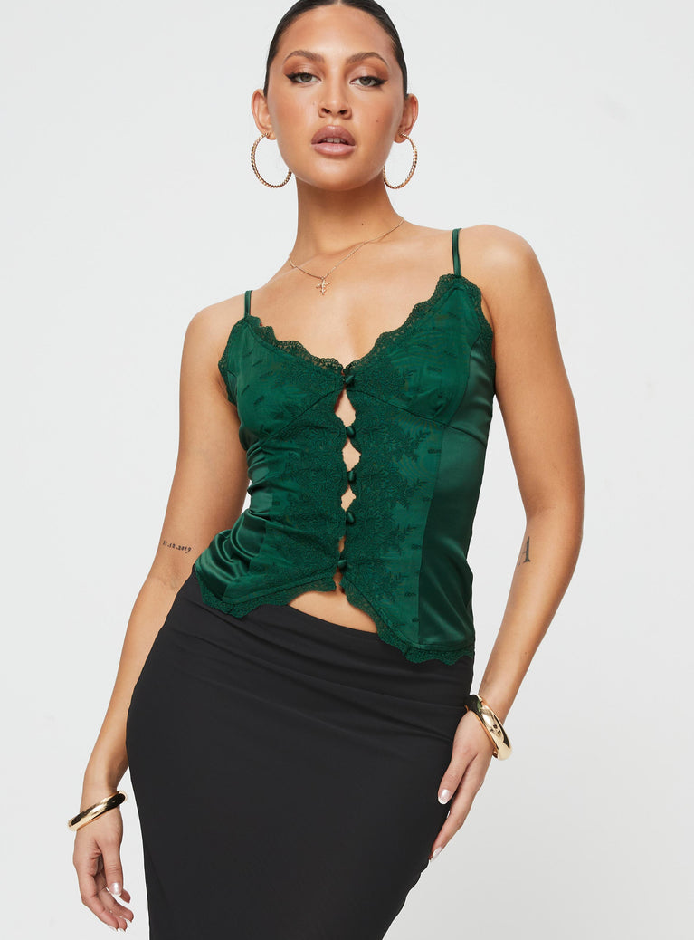 product Princess Polly Sleeveless Asymmetric Neckline  Juliana Top Forest Green