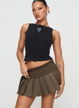 Fantasies Pleated Mini Skort Brown