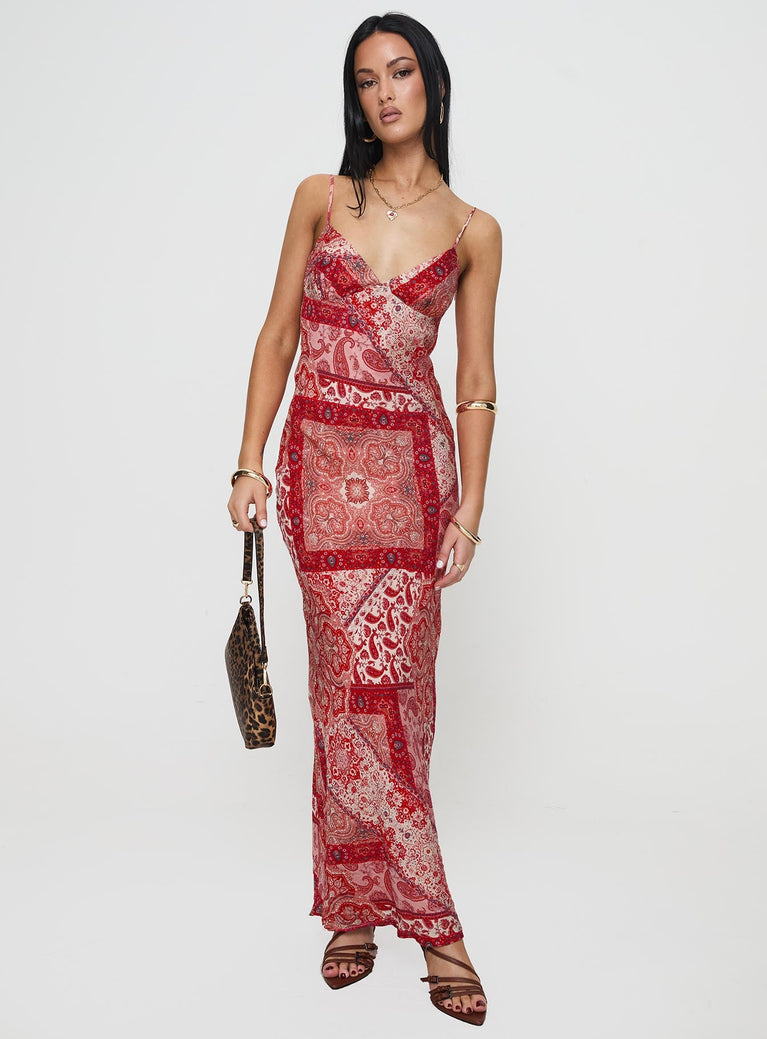 Sugar Plum Maxi Dress Red Paisley