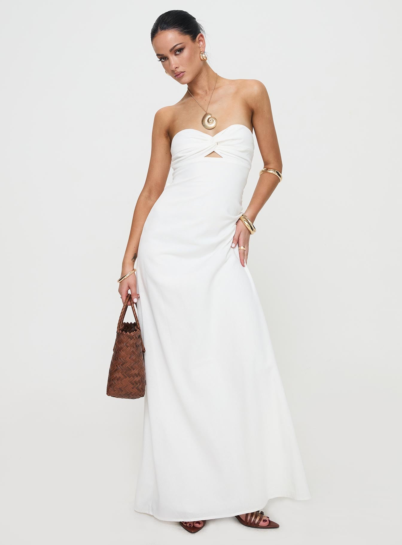 Collective Dress - Artis Strapless Maxi Dress White fourth image