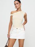 Nicolina Low Rise Denim Mini Skirt Ecru