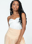 side view of model wearing Princess Polly Rubio Strapless Bodysuit White Sleeveless Sweetheart 