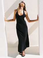 Collective Dress - Salone Linen Halter Maxi Dress Black fourth image