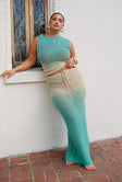   front view of model wearing Princess Polly Auralia Knit Maxi Skirt Blue / Cream Curve Maxi 