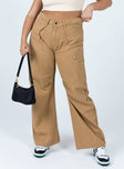 front view of model wearing Princess Polly Miami Vice Pants Stone Mid Rise 