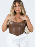 product Princess Polly Sleeveless Plunger  Jessica PU Bustier Brown