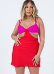 front view of model wearing Princess Polly Foster Cut Out Mini Dress Pink / Red 