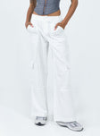 product Princess Polly High Waisted Pants  Luna Mid Rise Cargo Pants White Pinstripe