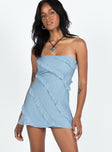 product Princess Polly Asymmetric Neckline  Lars Strapless Mini Dress Blue