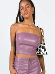 front view of model wearing Princess Polly Motel Eara Corset PU Purple 