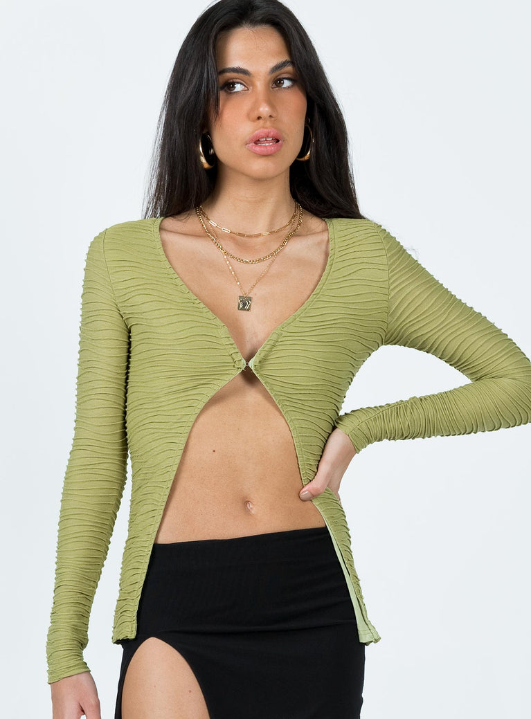 product Princess Polly Full Sleeves Asymmetric Neckline  Nowell Long Sleeve Top Green