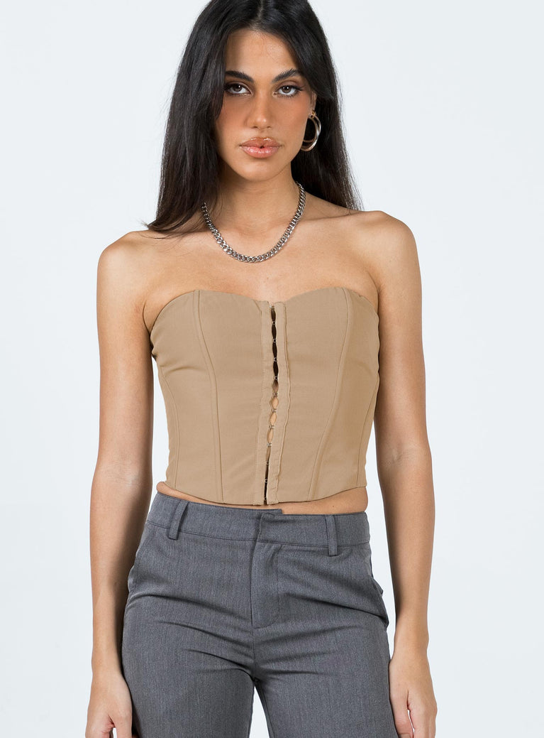 product Princess Polly Sleeveless Square Neck  Holbourne Corset Top Camel