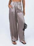 front view of model wearing Princess Polly Yasamin Wide Leg Pants Grey 