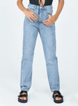 front view of model wearing Princess Polly Calista Lightwash Denim Jeans High Waisted 