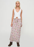   front view of model wearing Princess Polly Emily Maxi Skirt Pink Floral Maxi 