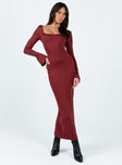 product Princess Polly Crew Neck  Belfa Long Sleeve Maxi Dress Burgundy