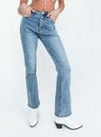 front view of model wearing Princess Polly Trudi Denim Jeans High Waisted 