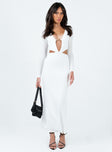 Front view of model wearing  front Princess Polly Crew Neck  Everton Maxi Dress White