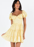 product Princess Polly Square Neck  Danny Mini Dress Yellow Floral