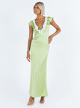 product Princess Polly High Neck High Neck  Armas Lace Trim Maxi Dress Green