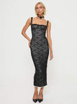 front view of model wearing Princess Polly Fire Away Maxi Dress Black Square Neck 