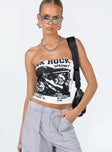 product Princess Polly Sleeveless Asymmetric Neckline  Punk Rock Strapless Top White