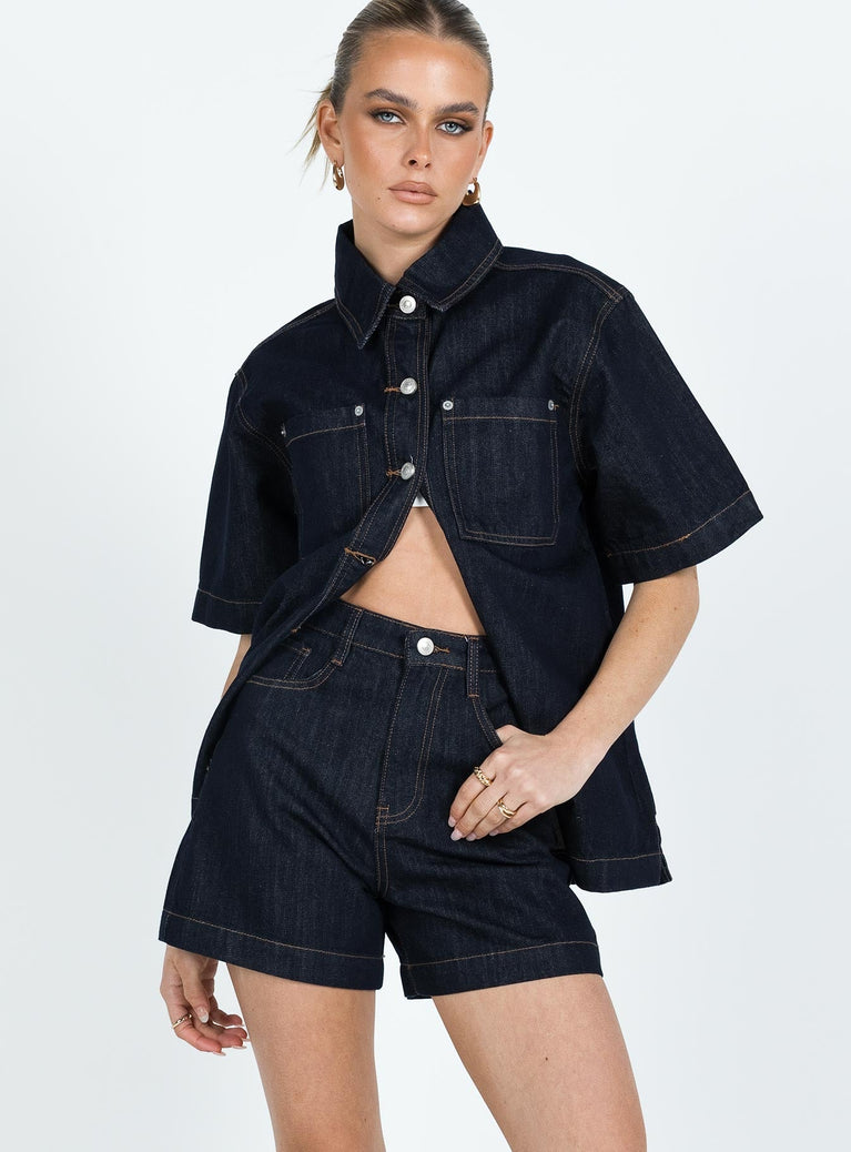 product Whitaker Shorts Dark Denim Princess Polly High Waisted Shorts 