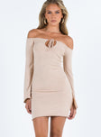 product Princess Polly High Neck  Messel Off The Shoulder Mini Dress Beige