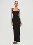 front view of model wearing Princess Polly Bombshell Maxi Dress Black Square Neck 