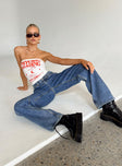 Front view of model wearing  front Princess Polly High Waisted  Downtown Slouched Jeans Denim