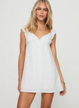 front view of model wearing Princess Polly Wittek Mini Dress White V-Neck 