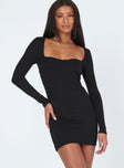 front view of model wearing Princess Polly Nolan Mini Dress Black 