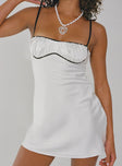 front view of model wearing Princess Polly Stassey Mini Dress White Square Neck 