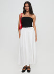 front view of model wearing Princess Polly Rhett Maxi Dress Black / White Straight Neck 